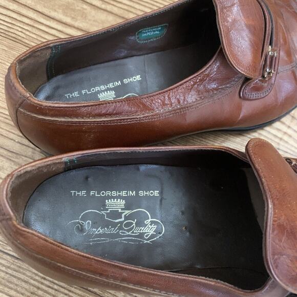 The Florsheim Shoe Men's Loafers Size 10.5 B Brown Leather Slip On Shoes - Picture 10 of 12